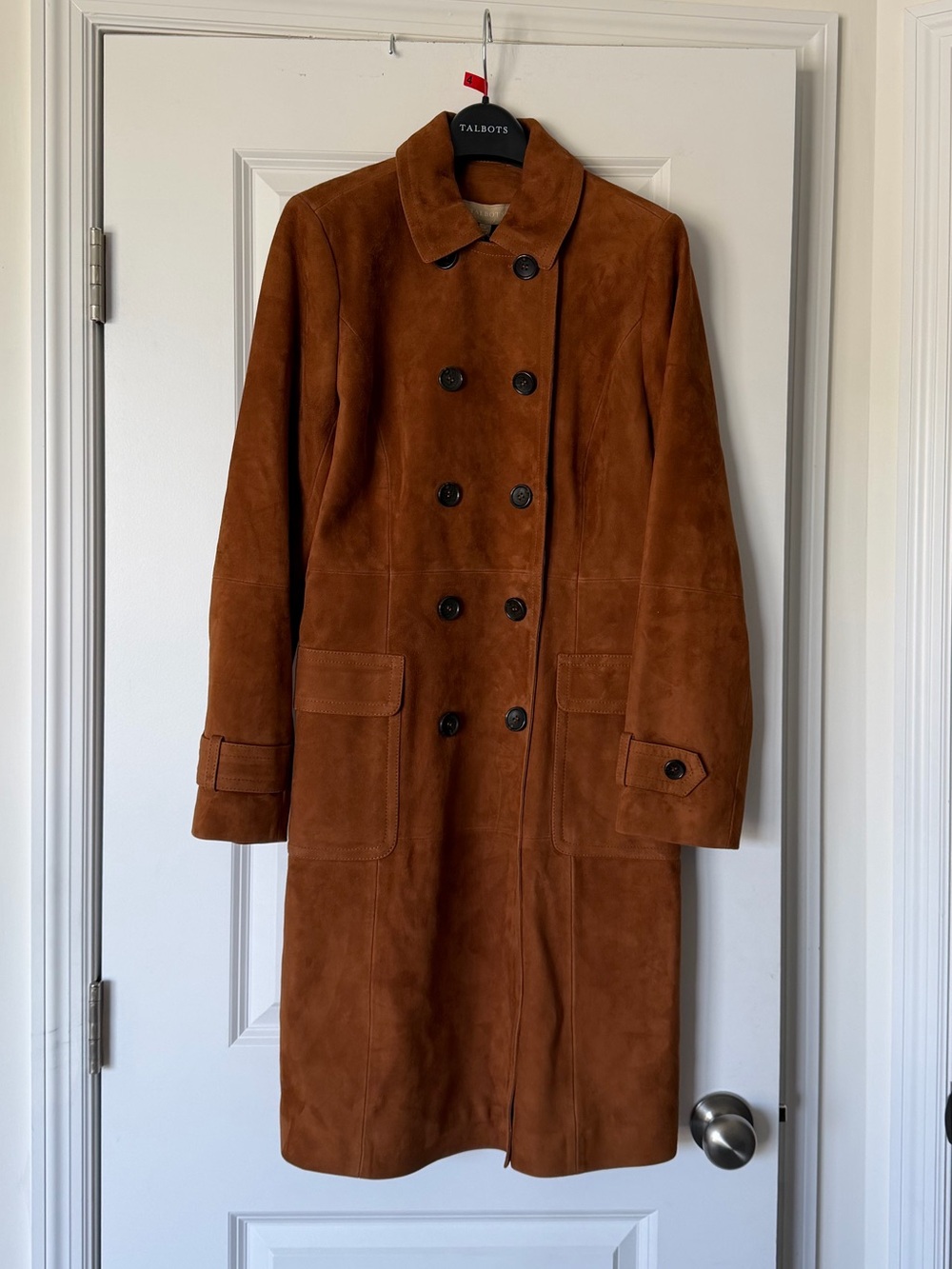 Talbots Brown Suede Double-Breasted Trench Coat - Picture 2 of 15